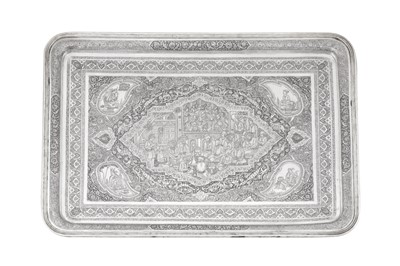 Lot 231 - A large and fine mid-20th century Persian (Iranian) silver tray, Isfahan circa 1960 by Fadavi