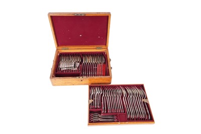 Lot 329 - A cased matched Victorian sterling silver table service of flatware / canteen, various dates and makers