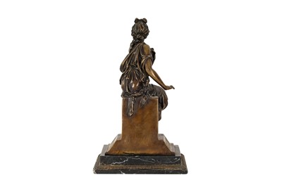 Lot 250 - A BRONZE FIGURE OF A SEATED WOMAN