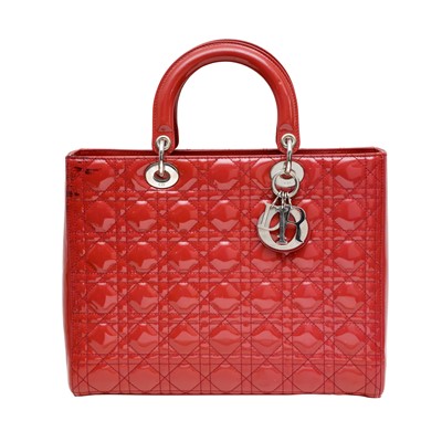 Lot 1 - Christian Dior Crimson Large Lady Dior Bag