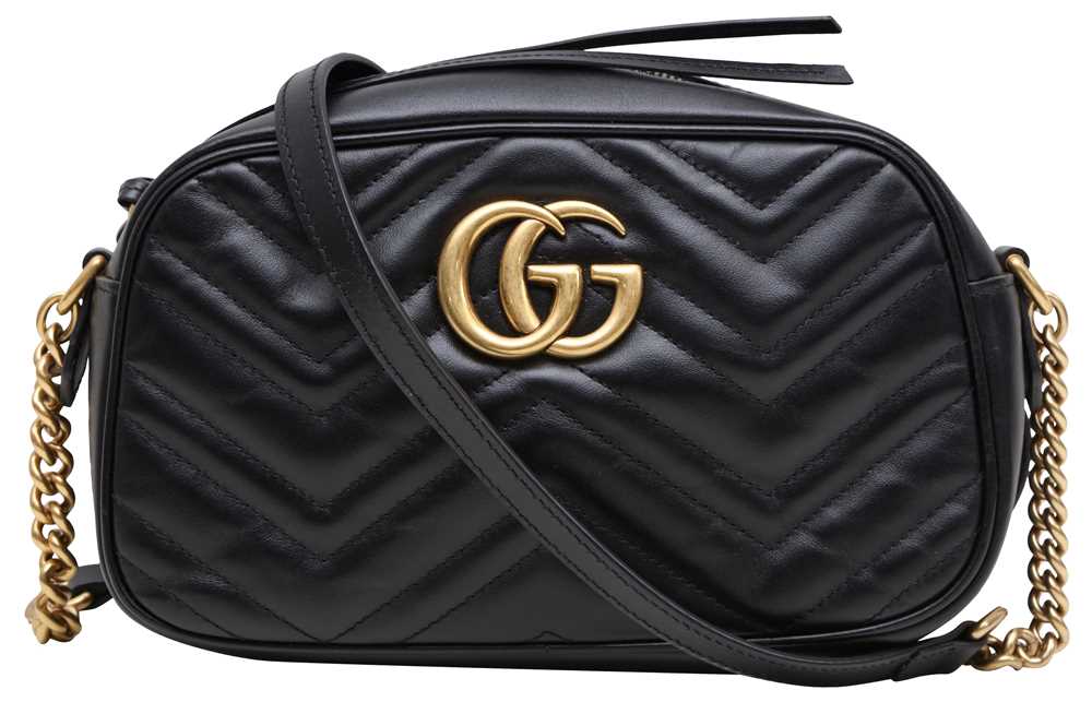 Lot 233 - Gucci Black GG Marmont Small Shoulder Bag