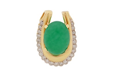 Lot 163 - A CHRYSOPRASE AND DIAMOND PENDANT