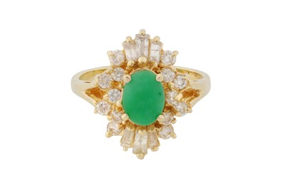 Lot 159 - A JADE AND DIAMOND CLUSTER RING