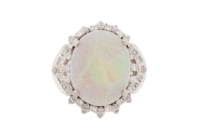 Lot 127 - AN OPAL AND DIAMOND DRESS RING