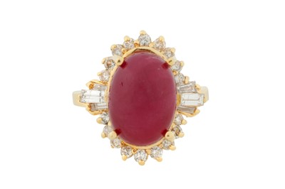 Lot 192 - A RUBY AND DIAMOND CLUSTER RING