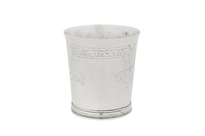 Lot 500 - An extremely rare William III provincial silver beaker, Newcastle circa 1695-1700 by Eli Bilton I (free. 1683, d.1707/8)