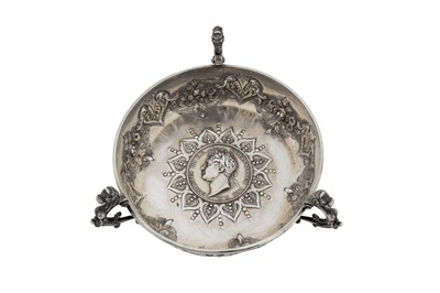 Lot 396 - A Victorian sterling silver medal set dish, London 1871 by Richard Sibley II (reg. 15th March 1837)