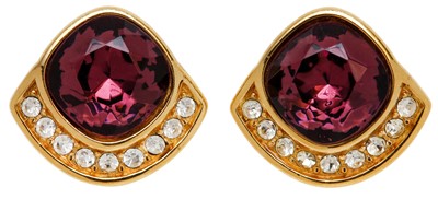 Lot 16 - Yves Saint Laurent Purple Geometric Pierced Earrings