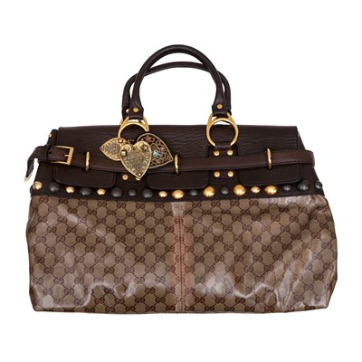 Lot 605 - Gucci Brown Monogram Baboushka Belted Doctors Bag