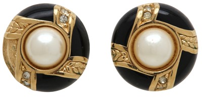 Lot 93 - Christian Dior Monochrome Button Clip On Earrings