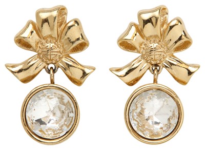 Lot 70 - Givenchy Crystal Bow Drop Clip On Earrings