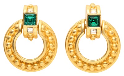 Lot 9 - Givenchy Green Door Knocker Clip On Earrings