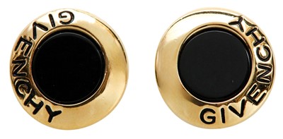 Lot 96 - Givenchy Black Logo Clip On Earrings