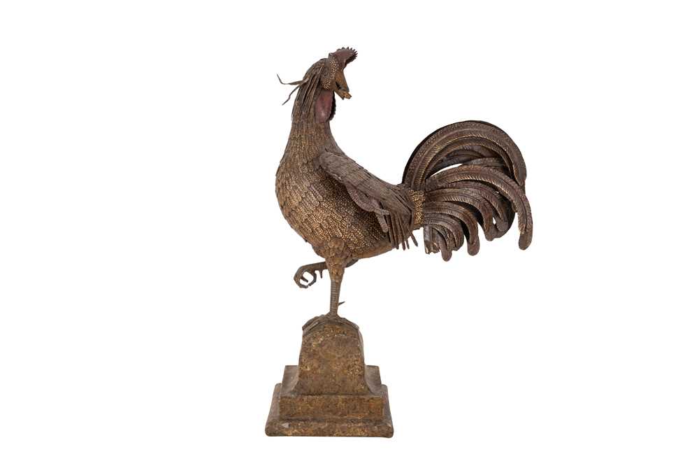 Lot 259 - FOLK ART - A TOLE FIGURE OF A ROOSTER
