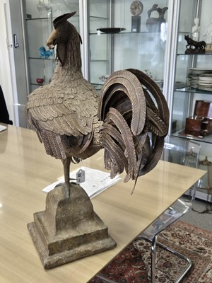 Lot 259 - FOLK ART - A TOLE FIGURE OF A ROOSTER