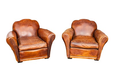 Lot 393 - A PAIR OF 1930s ART DECO CLUB ARMCHAIRS