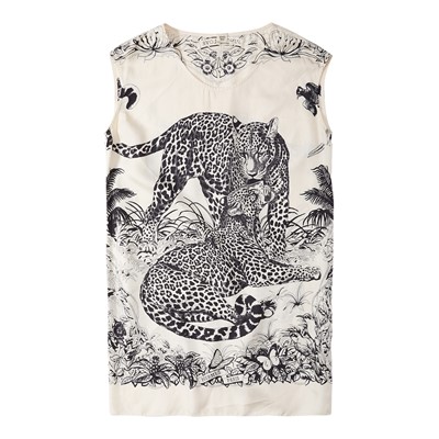 Lot 204 - Hermes White 'Jungle Love' Silk Tunic Dress - Size 36