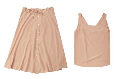 Lot 6 - Hermes Blush Silk Skirt and Camisole Set - Size 38