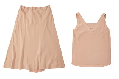 Lot 6 - Hermes Blush Silk Skirt and Camisole Set - Size 38