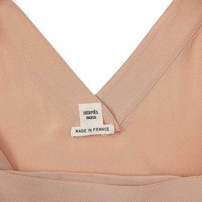 Lot 6 - Hermes Blush Silk Skirt and Camisole Set - Size 38