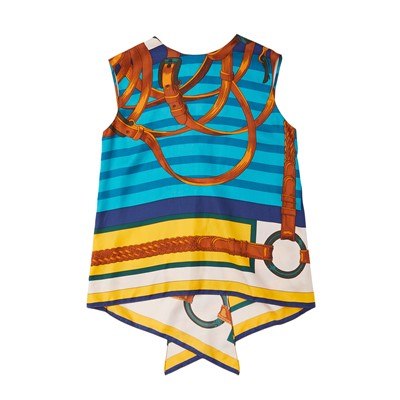 Lot 76 - Hermes Multi Bridle Silk Sleeveless Top - Size 36