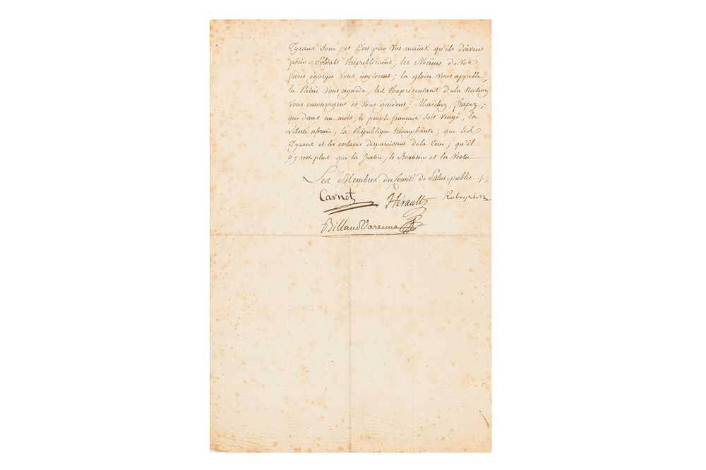 Robespierre Document Lot 70 - Robespierre. signed document. 1793