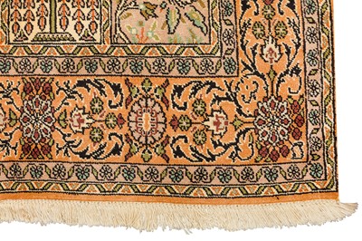 Lot 36 - A FINE SILK KASHMIR RUG, NORTH INDIA