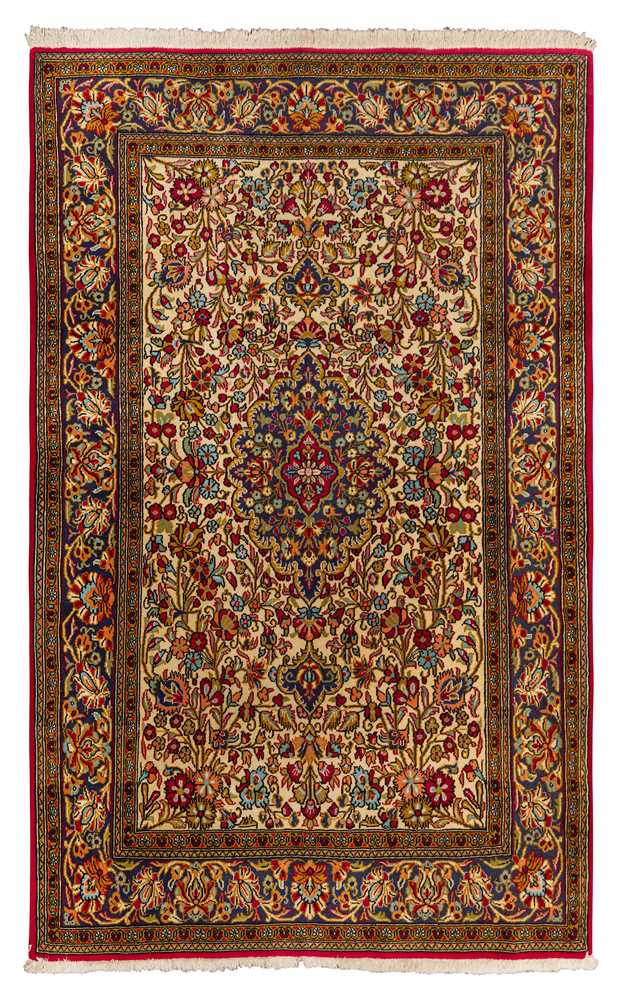 Lot 1 - A FINE QUM RUG, CENTRAL PERSIA