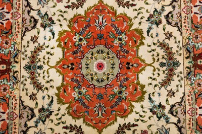 Lot 15 - A VERY FINE PART SILK TABRIZ RUG, NORTH-WEST PERSIA