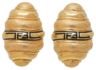 Lot 95 - Fendi Textured Shell FF Clip On Earrings
