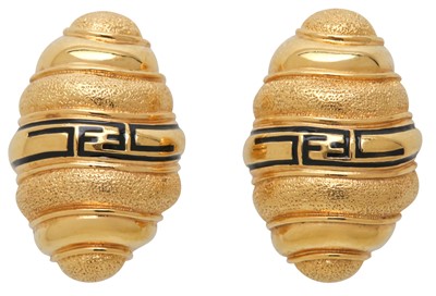 Lot 91 - Fendi Textured Shell FF Clip On Earrings