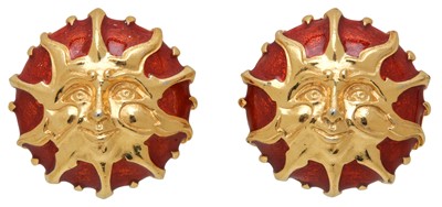Lot 3 - Fendi Orange Sun Clip On Earrings