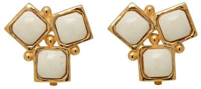 Lot 84 - Fendi Ivory FF Geometric Clip On Earrings
