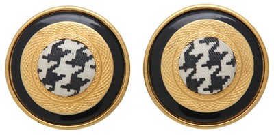 Lot 86 - Fendi Houndstooth Clip On Earrings