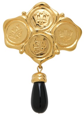 Lot 89 - Fendi Black Crest Teardrop Brooch