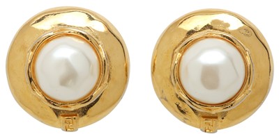Lot 21 - Fendi Ivory Pearl FF Clip On Earrings