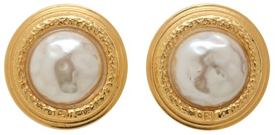 Lot 36 - Fendi Ivory Pearl Bezel Clip On Earrings