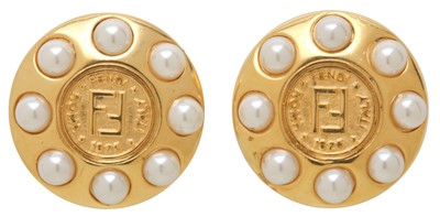 Lot 23 - Fendi Ivory Multi Pearl FF Clip On Earrings