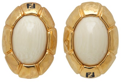 Lot 85 - Fendi Cream FF Clip On Earrings