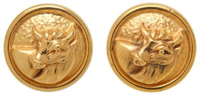 Lot 58 - Fendi Embossed Cow Clip On Earrings
