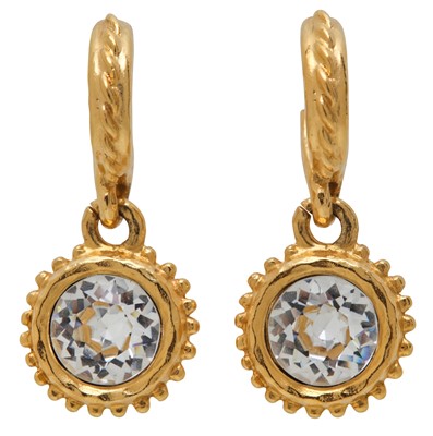 Lot 68 - Fendi Crystal FF Drop Pierced Earrings