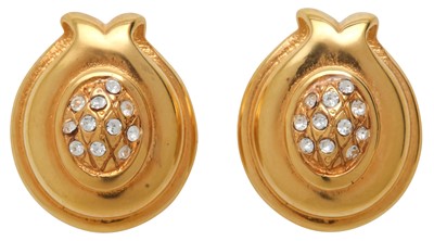 Lot 69 - Fendi Small Oval Crystal Pierced Earrings