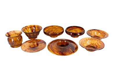 Lot 192 - A LARGE COLLECTION OF ART DECO CLOUD GLASS