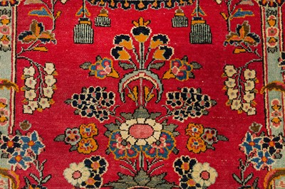 Lot 47 - A FINE KASHAN PRAYER RUG, CENTRAL PERSIA