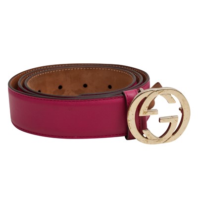 Lot 608 - Gucci Fuchsia Interlocking GG Belt - Size 90