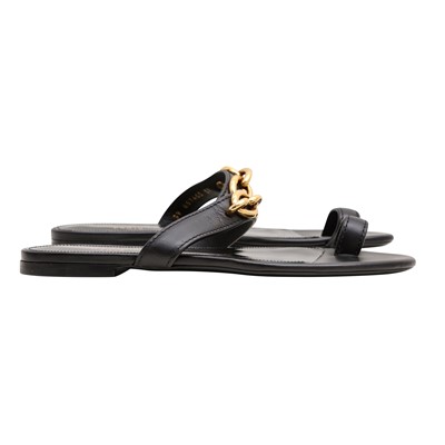 Lot 673 - Saint Laurent Black Jota Chain Flat Sandal - Size 37