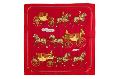 Lot 156 - AN HERMES 'COACH & SADDLE' SILK SCARF