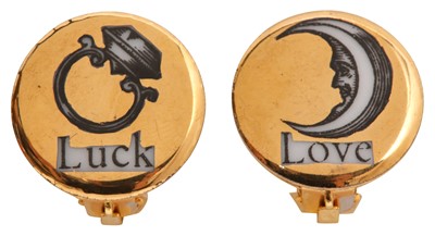 Lot 98 - Piero Fornasetti Love and Luck Clip On Earrings
