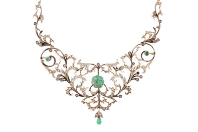 Lot 38 - AN EMERALD AND DIAMOND NECKLACE