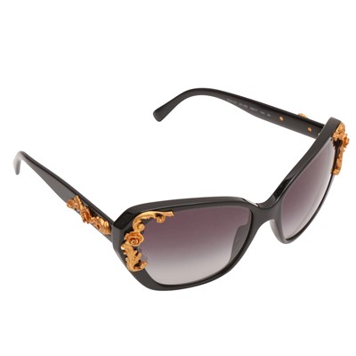 Lot 570 - Dolce & Gabbana Black Sicillian Baroque Sunglasses